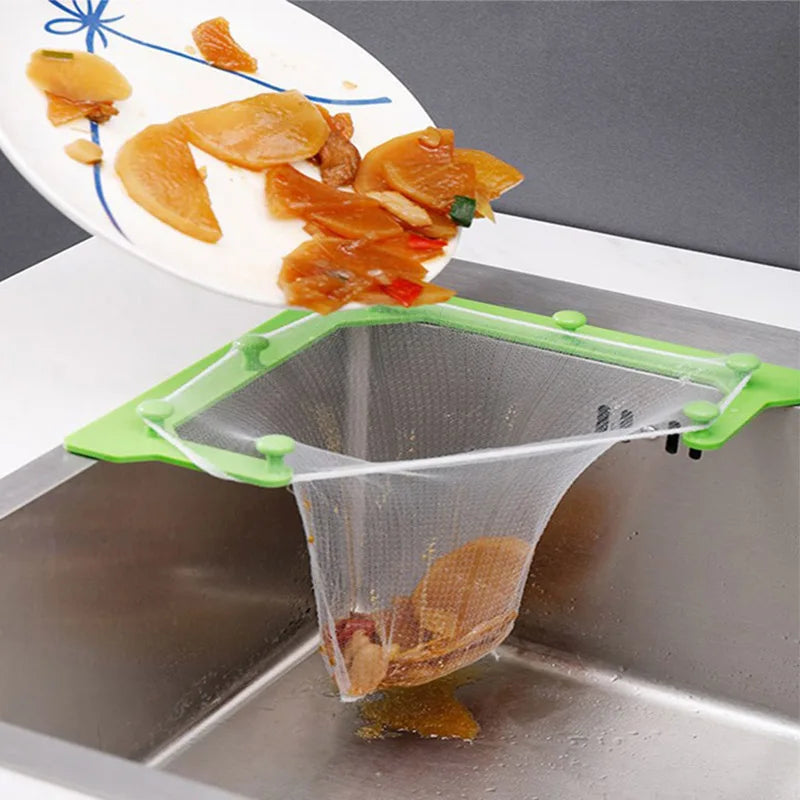 Corner Sink Drain Basket with Disposable Mesh Bags