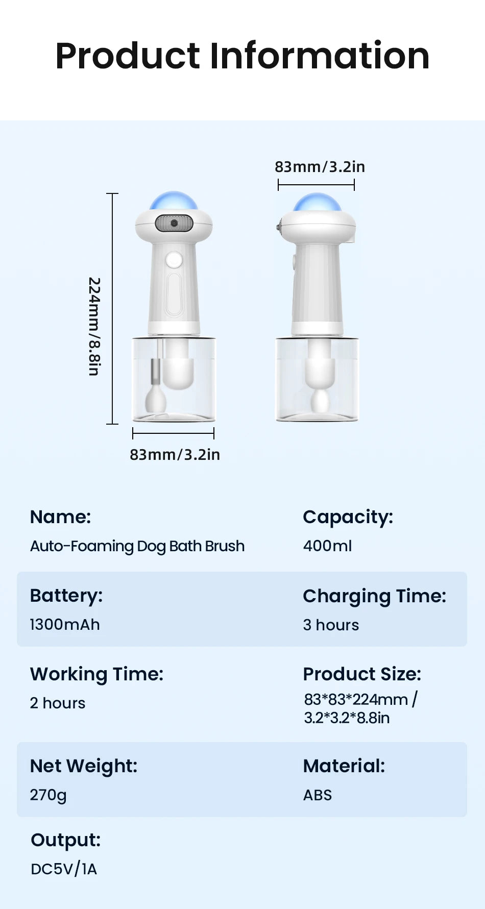 ROJECO Pet Automatic Soap Dispenser | USB Rechargeable Foam Maker