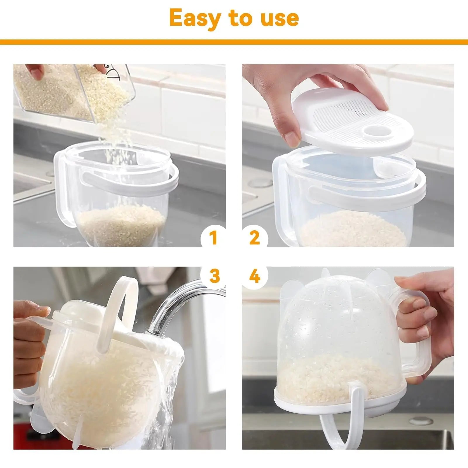 Rice Washer & Strainer Bowl with Handle