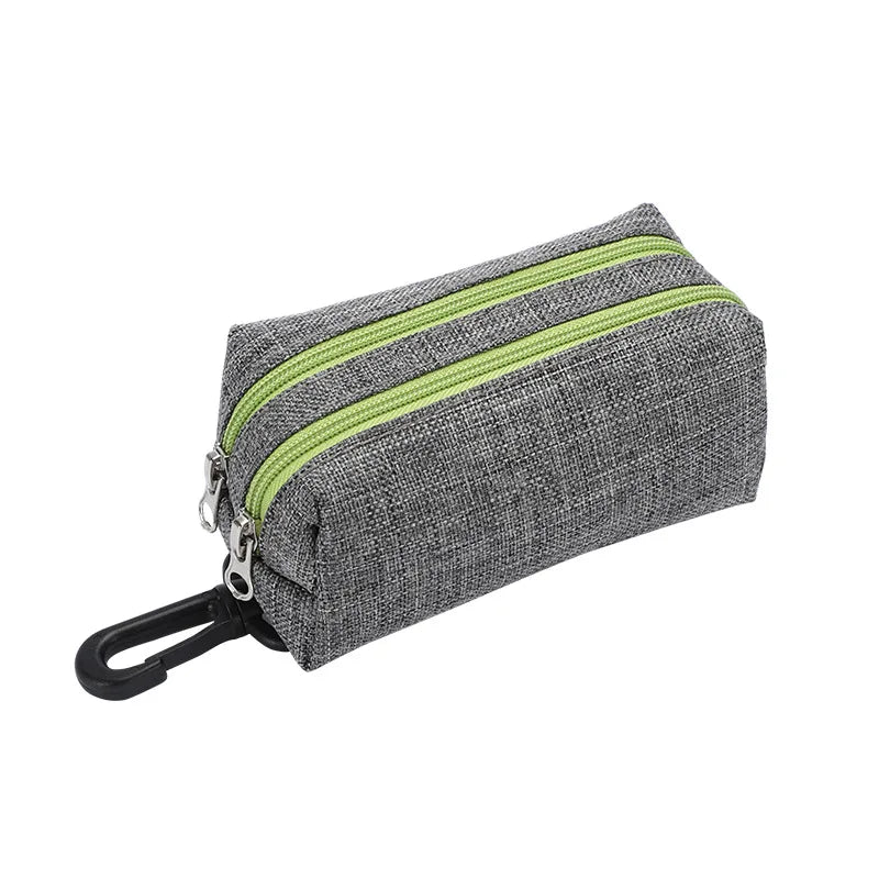 Dog Poop Bag Dispenser with Dual Pockets & Leash Attachment