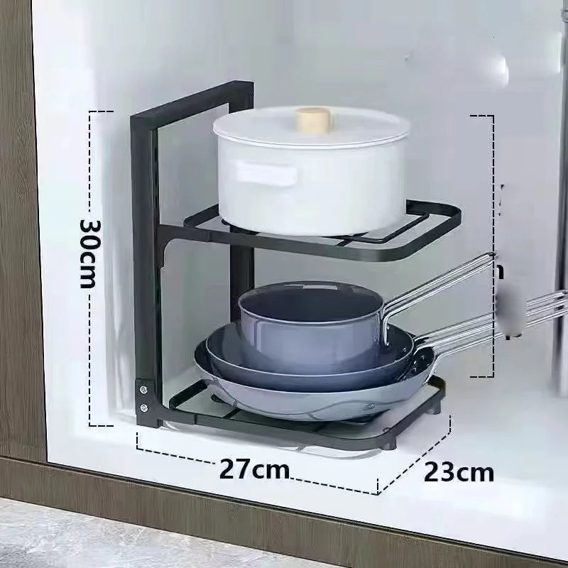 Adjustable Cabinet Pot & Lid Rack Organizer