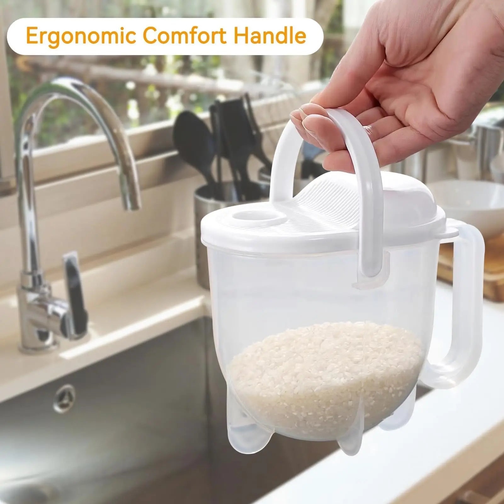 Rice Washer & Strainer Bowl with Handle