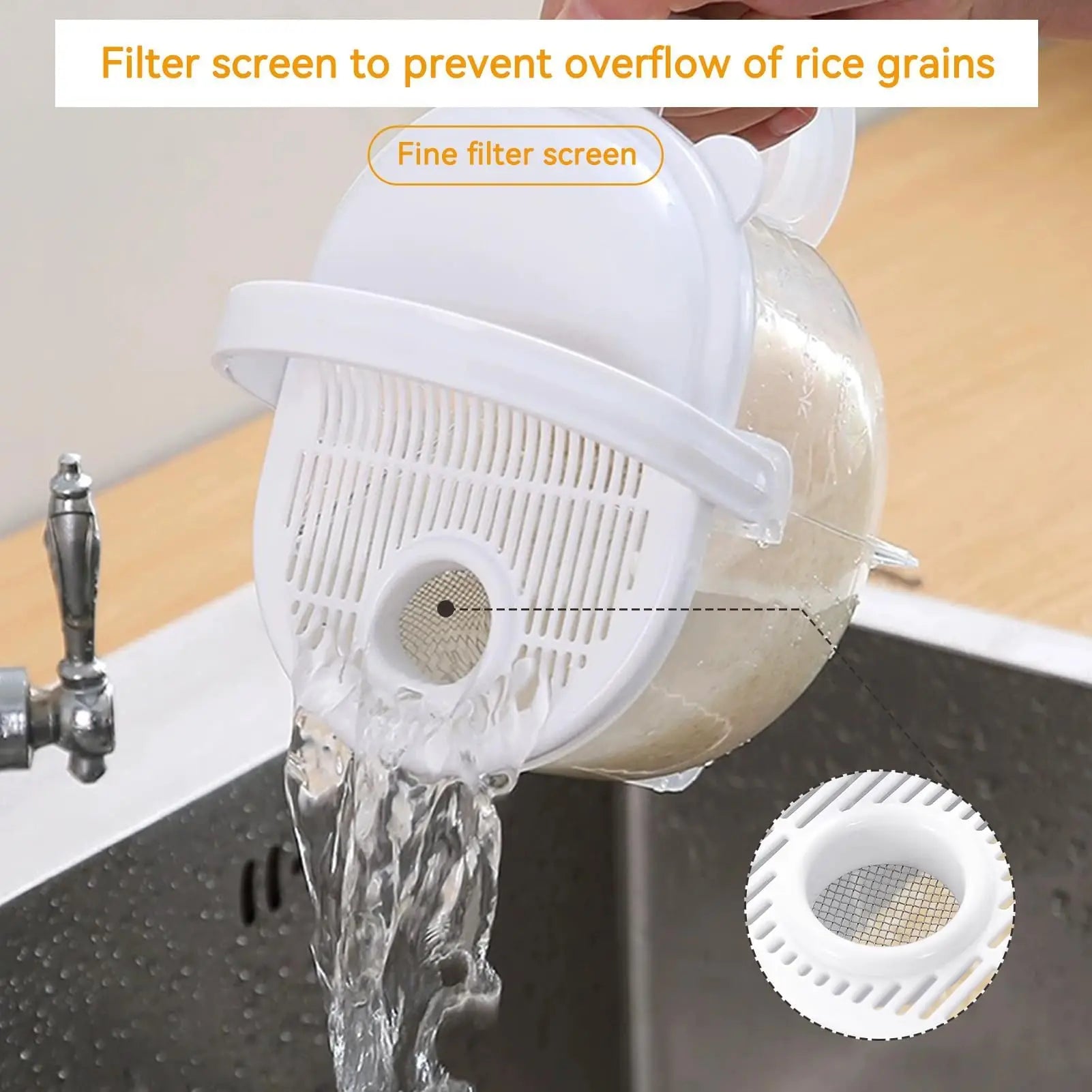Rice Washer & Strainer Bowl with Handle