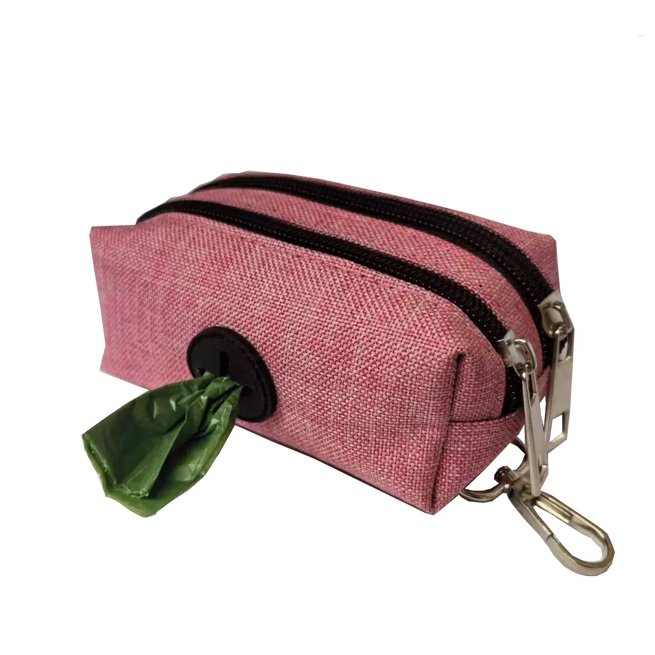 Dog Poop Bag Dispenser with Dual Pockets & Leash Attachment