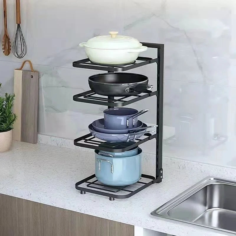 Adjustable Cabinet Pot & Lid Rack Organizer