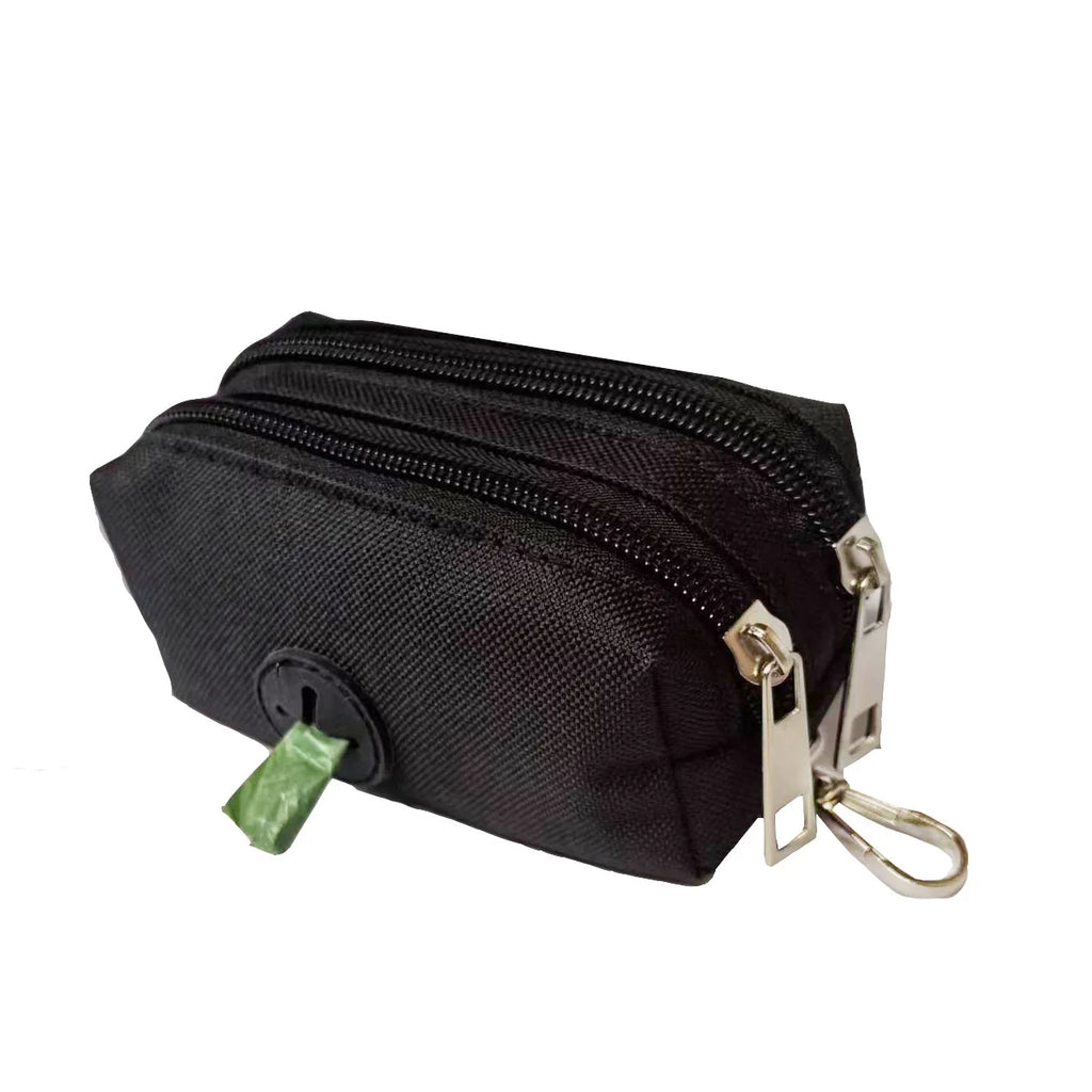 Dog Poop Bag Dispenser with Dual Pockets & Leash Attachment