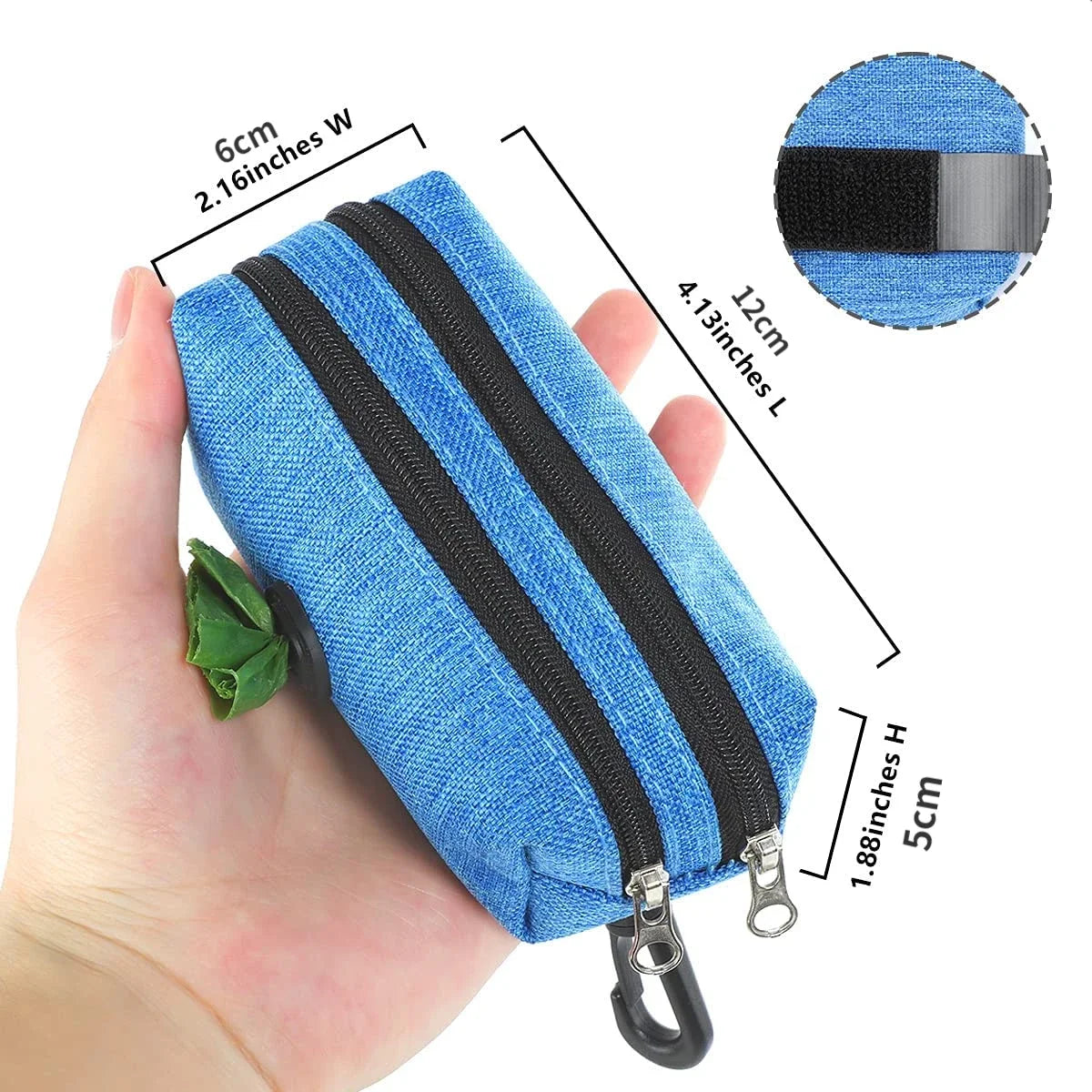 Dog Poop Bag Dispenser with Dual Pockets & Leash Attachment