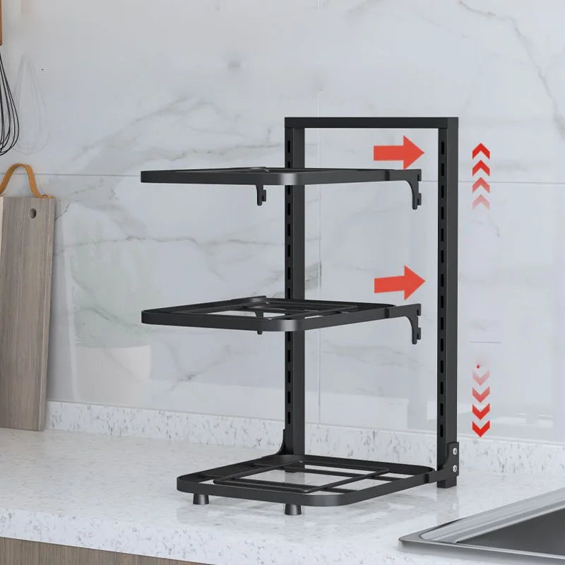 Adjustable Cabinet Pot & Lid Rack Organizer