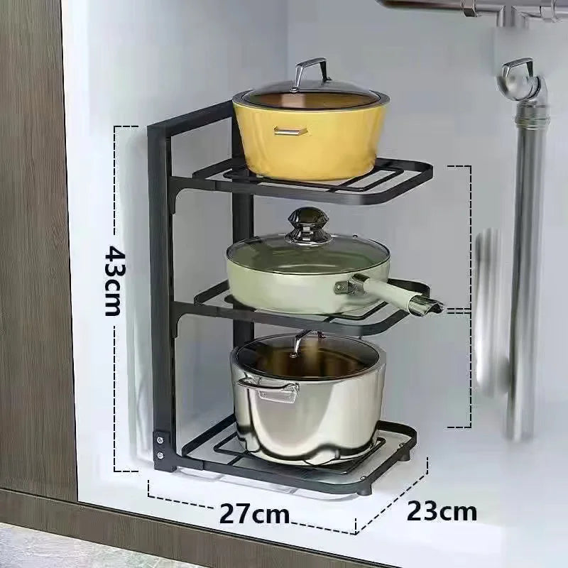 Adjustable Cabinet Pot & Lid Rack Organizer