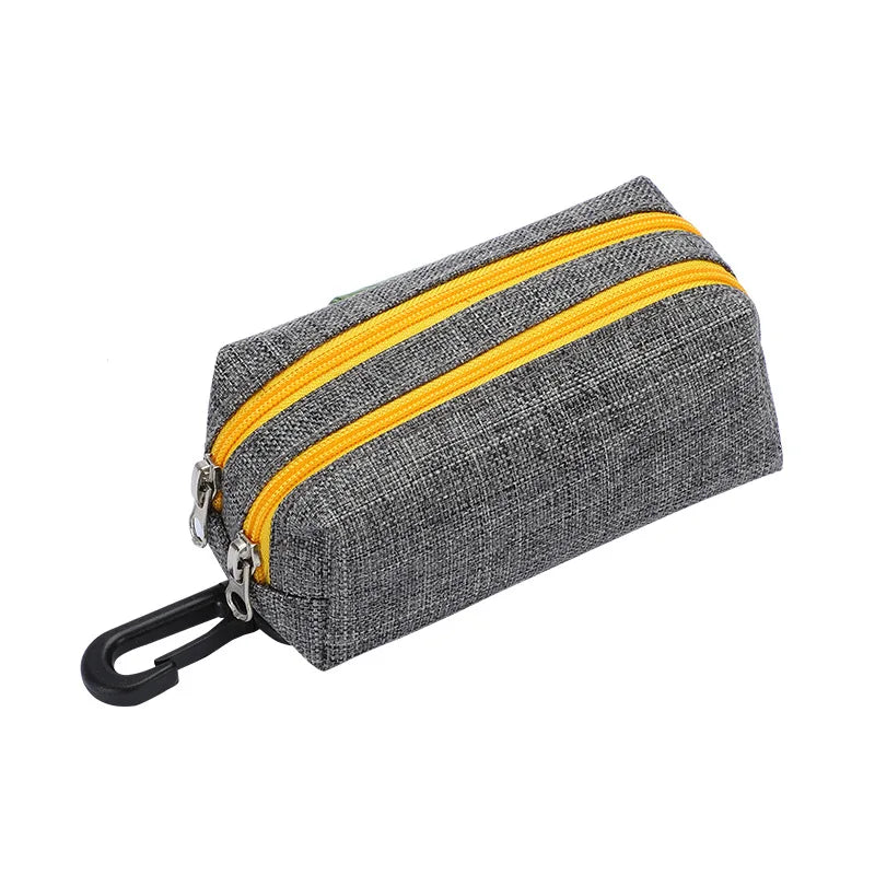 Dog Poop Bag Dispenser with Dual Pockets & Leash Attachment