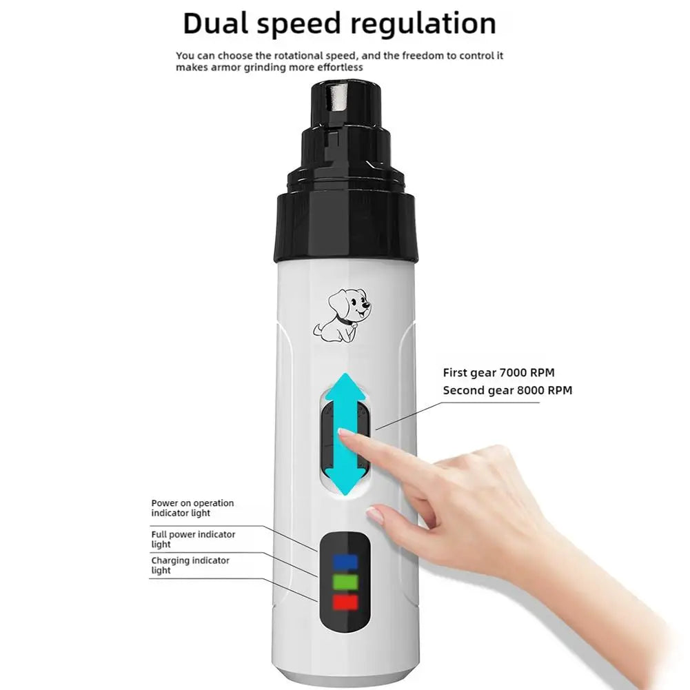 KITPIPI Pet Nail Grinder | Quiet USB Rechargeable Trimmer for Dogs & Cats