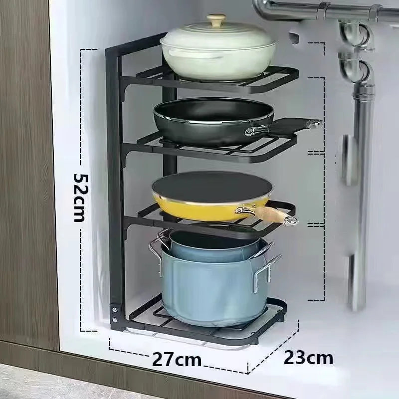 Adjustable Cabinet Pot & Lid Rack Organizer